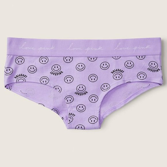 PINK VS LOGO HIPSTER PURPLE HAPPY FACE PANTY XXL - Picture 1 of 7